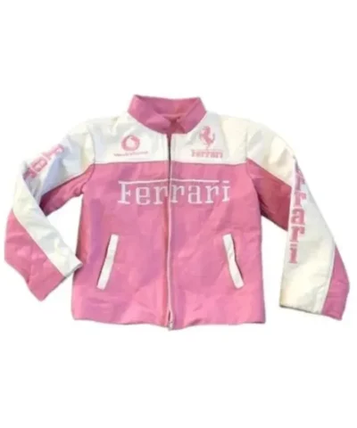 Ferrari Pink and White Leather Jacket