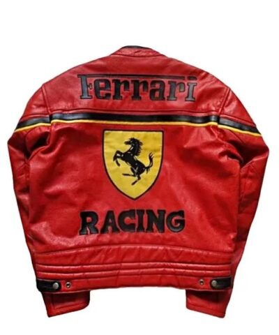 Ferrari Red Vintage F1 Racing Leather Jacket