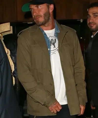 Footballer David Beckham Green Cotton Jacket