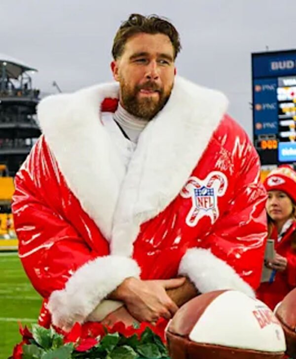 Footballer Travis Kelce NFL Chiefs-Red Santa Puffer Coat