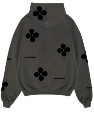 Grey Forbidden Printed Pullover Hoodie for Men and Women