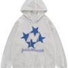 Grey Oversized Star Printed Hoodie
