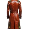 Halloween Gothic Pumpkin Brown Leather Trench Coat for Men and Women