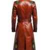 Halloween Gothic Pumpkin Brown Leather Trench Coat for Men and Women