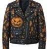 Haunted Halloween Black Leather Jacket