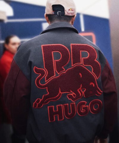 Isack Hadjar HUGO x RB Grey and Maroon Varsity Bomber Jacket