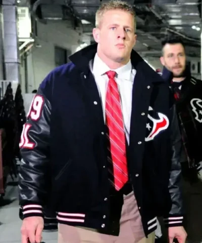 American Footballer JJ Watt Houston Texans Black Letterman Varsity Jacket
