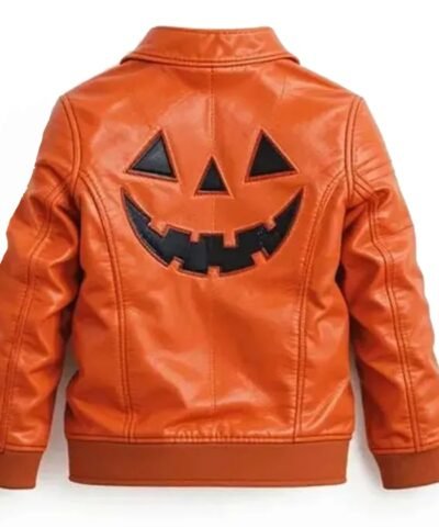 Jack O Lantern Pumpkin Orange Leather Jacket for Men and Women