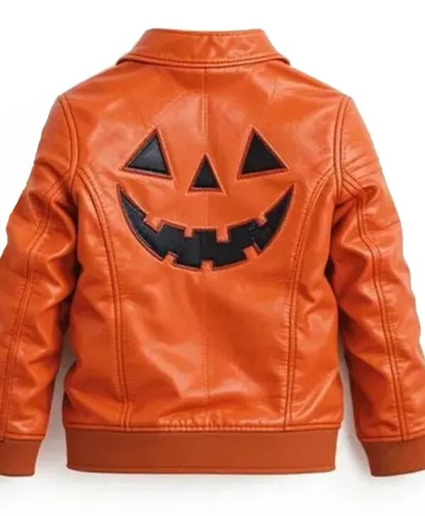 Jack O Lantern Pumpkin Orange Leather Jacket for Men and Women