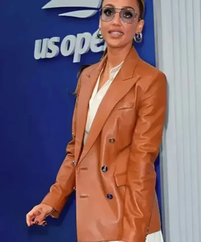 Jessica Alba US Open Leather Blazer