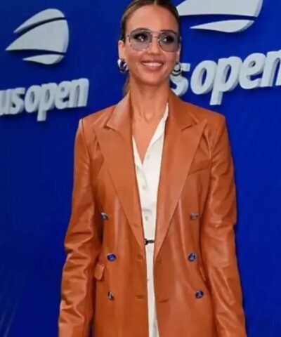 Jessica Alba US Open Leather Blazer