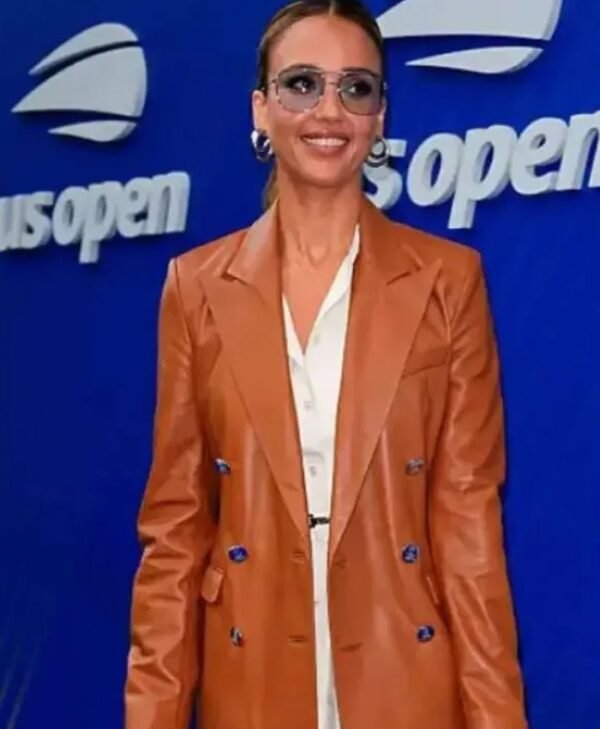 Jessica Alba US Open Leather Blazer