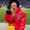 Brittany Mahomes Red Puffer Jacket