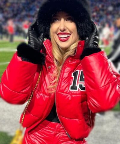 Kansas City Chiefs Brittany Mahomes 15 Red Puffer Jacket