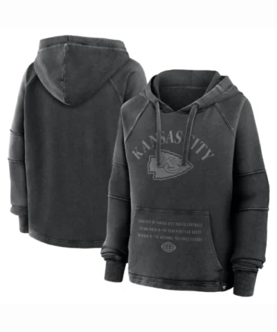 Kansas City Chiefs Fanatics Oversized Black Raglan Gridiron Hoodie