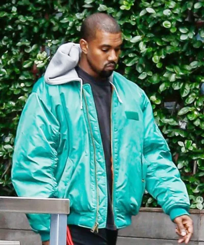 Kanye West Teal Green Hooded Jacket