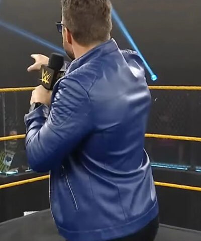 LA Knight Blue Leather Quilted Cafe Racer Jacket