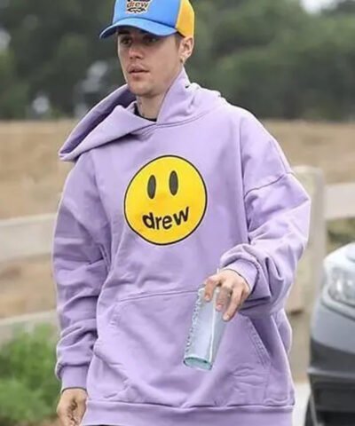 Los Angeles Street Style Justin Bieber Oversized Purple Drew Hoodie