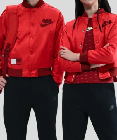 Men and Women Lego Red Bomber Varsity Jacket