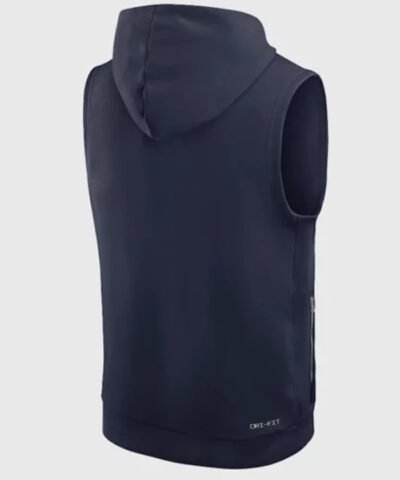 Navy Blue New England Patriots Sleeveless Pullover Hoodie for Men and Women