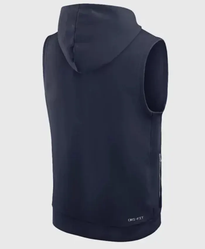 Navy Blue New England Patriots Sleeveless Pullover Hoodie for Men and Women