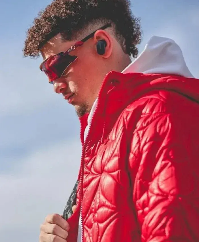 Super Bowl Patrick Mahomes Red Quilted Hooded Jacket