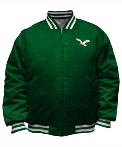 Men’s Philadelphia Eagles Kelly Throwback Reversible Full-Zip Green and Grey Jacket