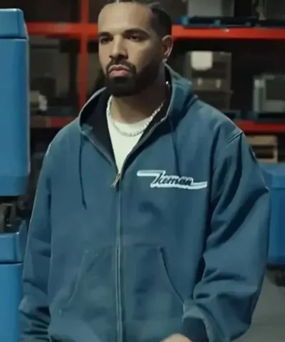 Rapper Drake Iceman Zip Up Hooded Bomber Jacket