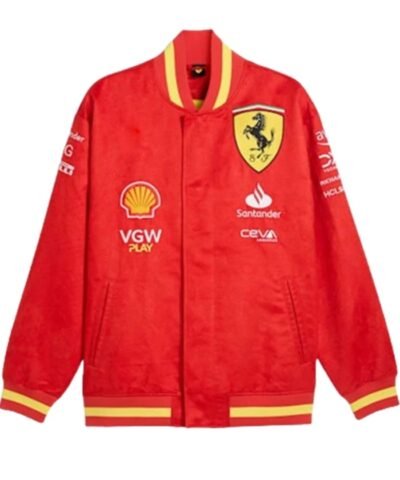Red Ferrari Miami Varsity Jacket