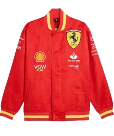 Red Ferrari Miami Varsity Jacket