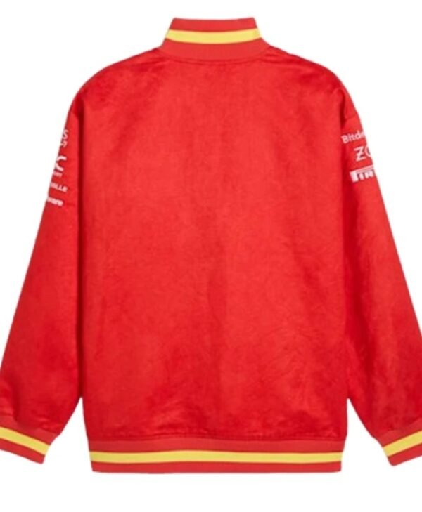Red Scuderia Ferrari Miami Varsity Bomber Jacket for Men and Women