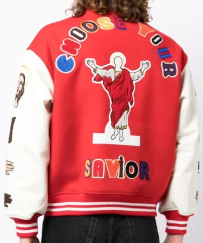 Savior SAINT MXXXXXX Embroidered-Patch Varsity Bomber Jacket
