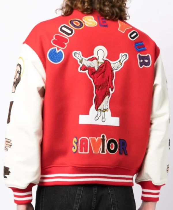Savior SAINT MXXXXXX Embroidered-Patch Varsity Bomber Jacket