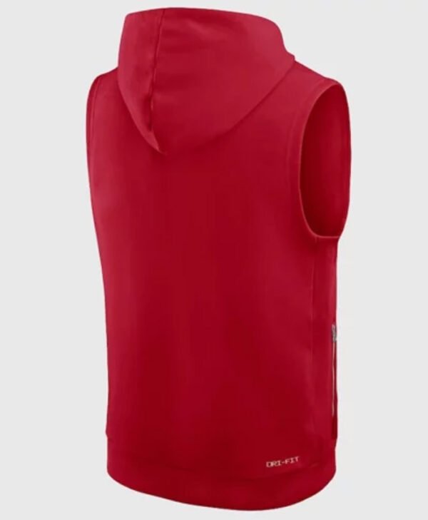 San Francisco 49ers Sideline Sleeveless Red Pullover Hoodie for Men and Women