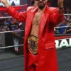 American Wrestler Seth Rollins WWE Raw 2025 Red Leather Long Coat