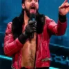 Seth Rollins WWE Quilted Red Fur Jacket