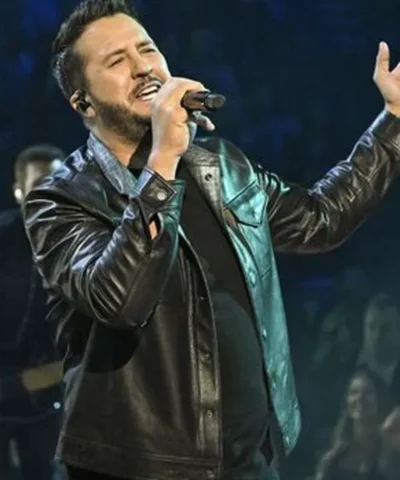 Singer Luke Bryan American Idol Black Leather Jacket