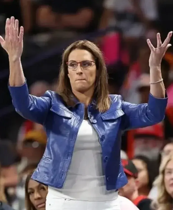 Stephanie White WNBA 2025 Blue Leather Jacket