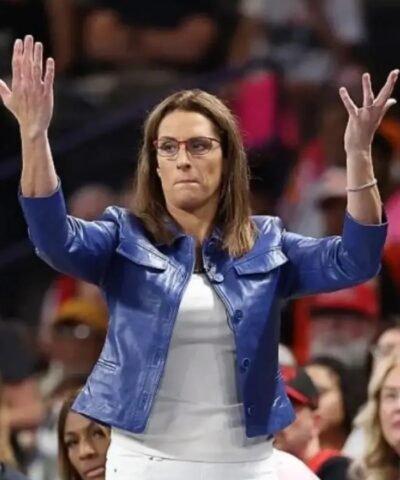 Stephanie White WNBA Blue Leather Jacket