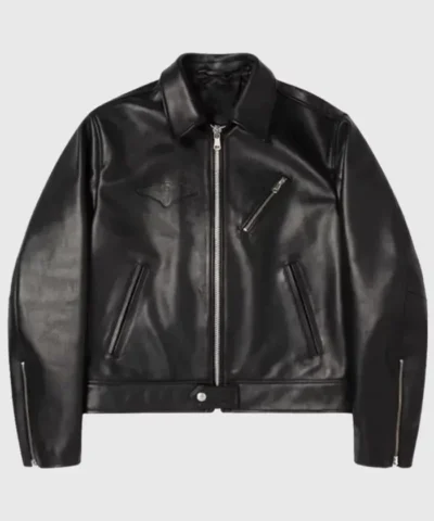 Stussy Black Leather Jacket for Men and Women