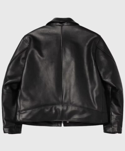 Stussy Black Leather Jacket for Men and Women
