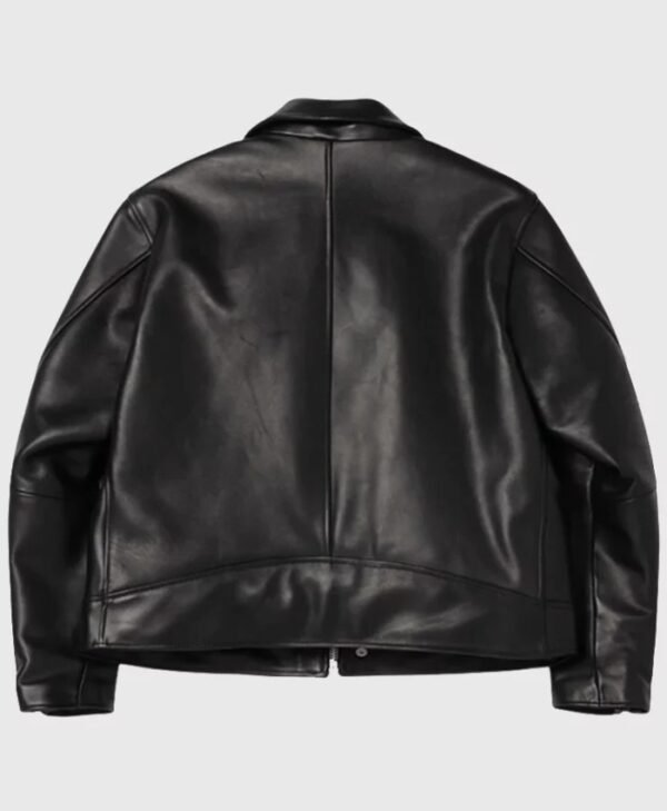 Stussy Black Leather Jacket for Men and Women