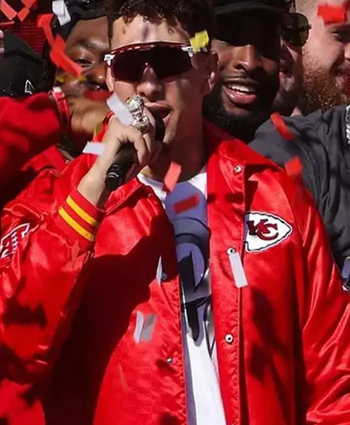 Super Bowl Parade 2024 Patrick Mahomes Kansas City Chiefs Red Satin Jacket