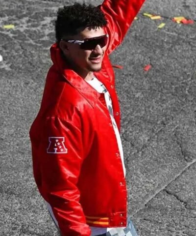 Super Bowl Parade Patrick Mahomes Kansas City Chiefs Red Satin Jacket