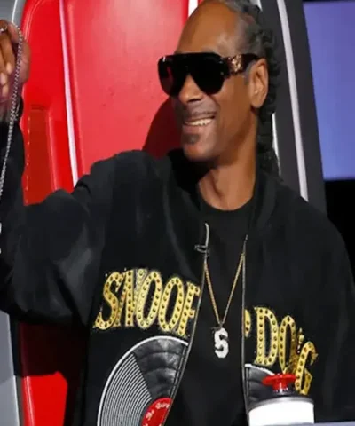 The Voice S28 2025 Snoop Dogg Black Bomber Love is Power Jacket with Studd Embellishments