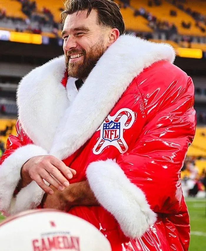 American Footballer Travis Kelce NFL Chiefs-Red Santa Puffer Coat