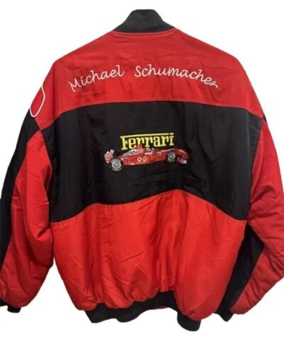 Unisex Ferrari Michael Schumacher Red and Black Bomber Jacket