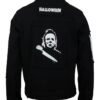 Unisex Halloween Michael Myers Black Cotton Jacket with Sewn Patches