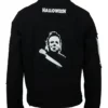 Unisex Halloween Michael Myers Black Cotton Jacket with Sewn Patches