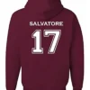 Unisex Mystic Falls Timberwolves Salvatore Printed Maroon Pullover Hoodie